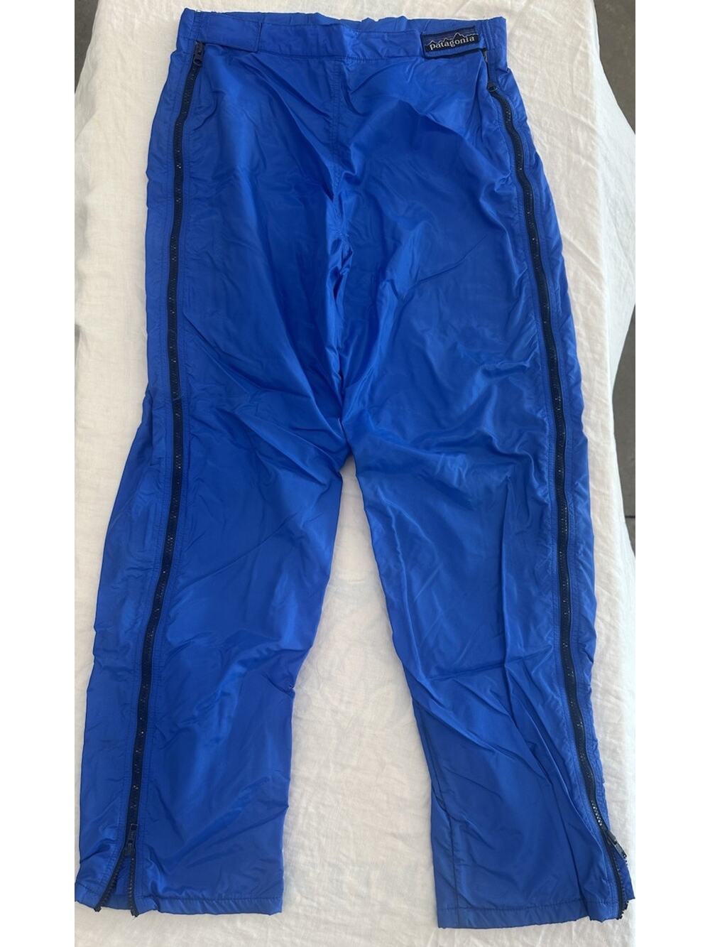 VTG 80s Patagonia Full Side Zip Pants Blue Polypropylene Pile Fleece Lined USA